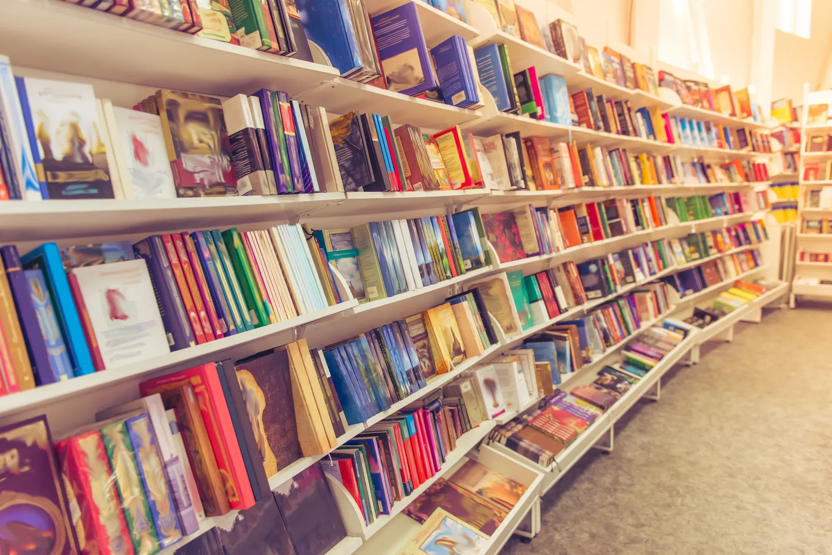 Photo of shelves full of colorful books