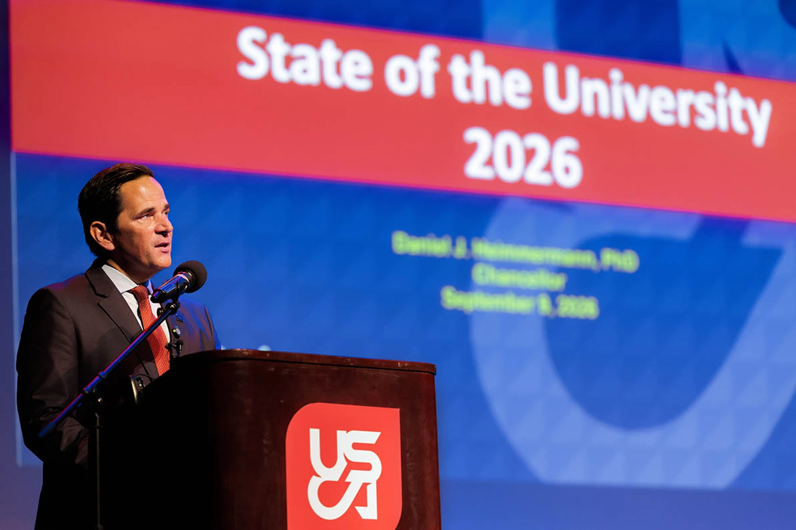 USCA chancellor talks growth and momentum during State of the University Address.