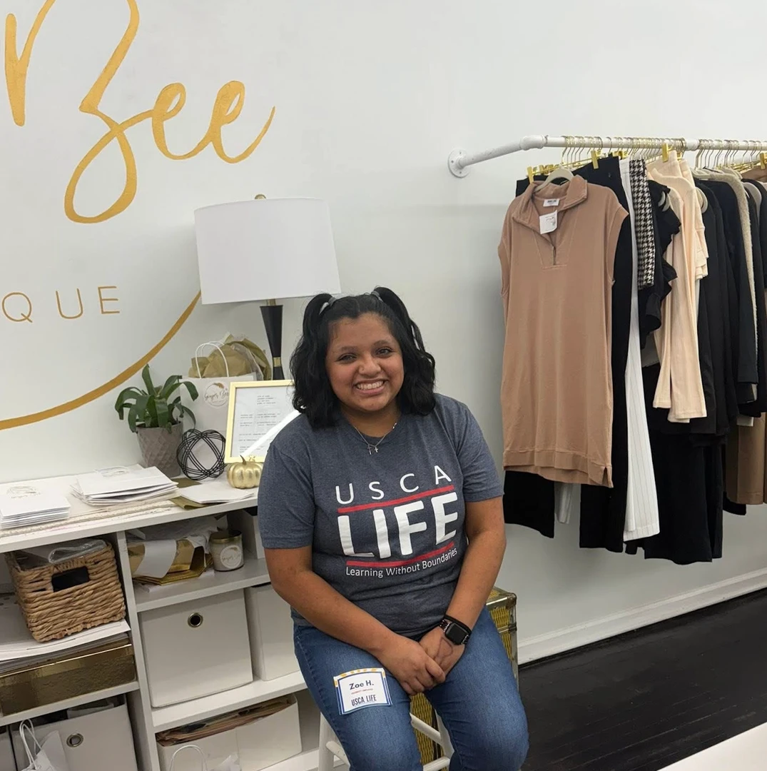 Zoe Hodgeson, a first-year USCA LIFE student, spent time working at Ginger Bee Boutique.