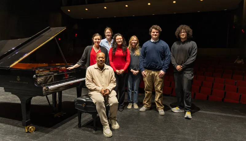 Terrence Wilson, featured artist for USCA’s Winter Nocturne program, conducted community outreach programs with local students and a masterclass with USCA piano studies majors before his performance in Joye Cottage.