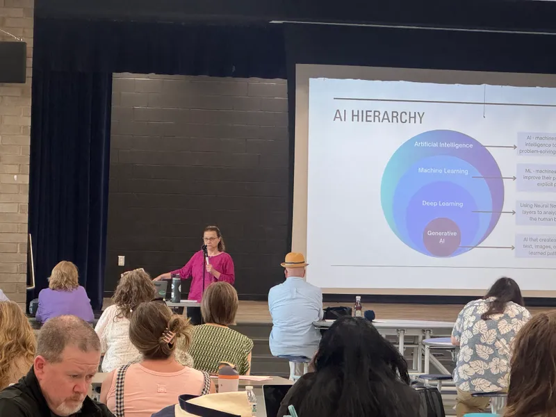 Fine arts educators from across Aiken County attended an AI-related program presented by Dr. Lisa Ennis, dean of the Gregg-Graniteville Library at the University of South Carolina Aiken.