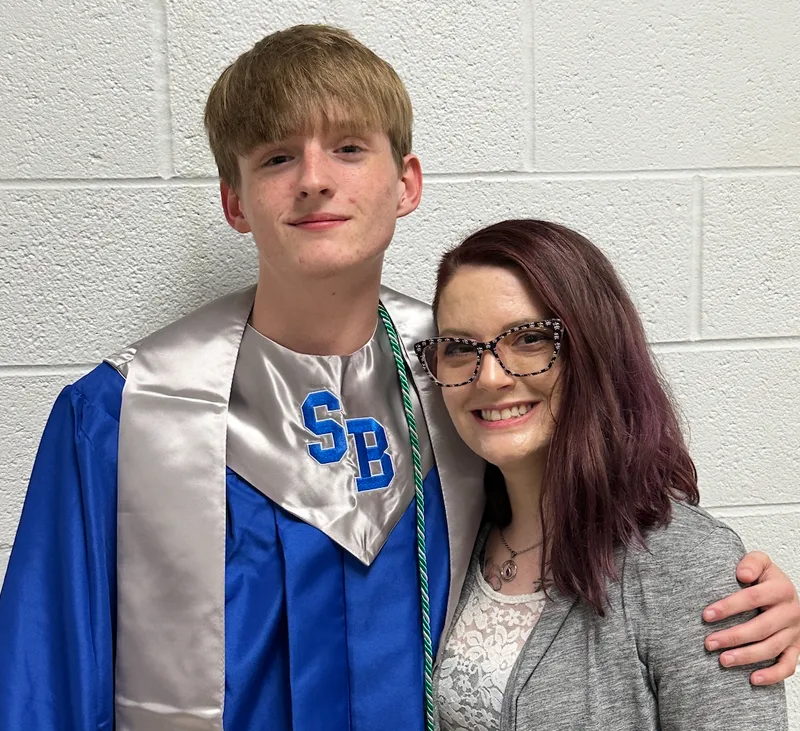 As a mother to Aidan Cox (left), a freshman computer science major also attending USCA, Kayla (right) has balanced the challenges of returning to college later in life with determination and strong family support.